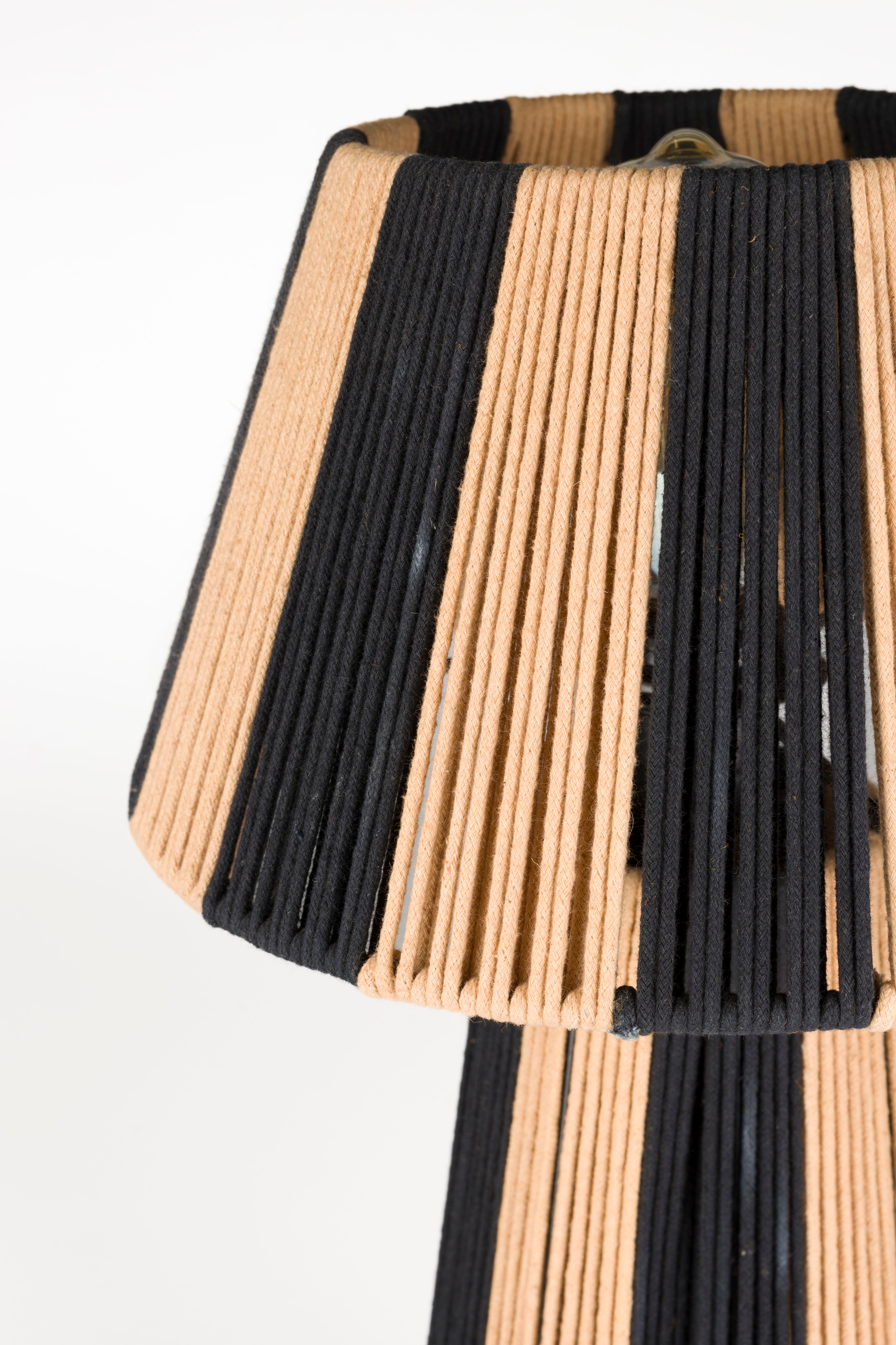 Bold Monkey Stripe It Up Black & Natural Rope Table Lamp